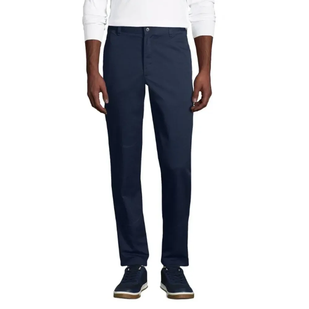 Lands' End Men's Tailored Fit Plain Front Pants Dark Navy Size 33